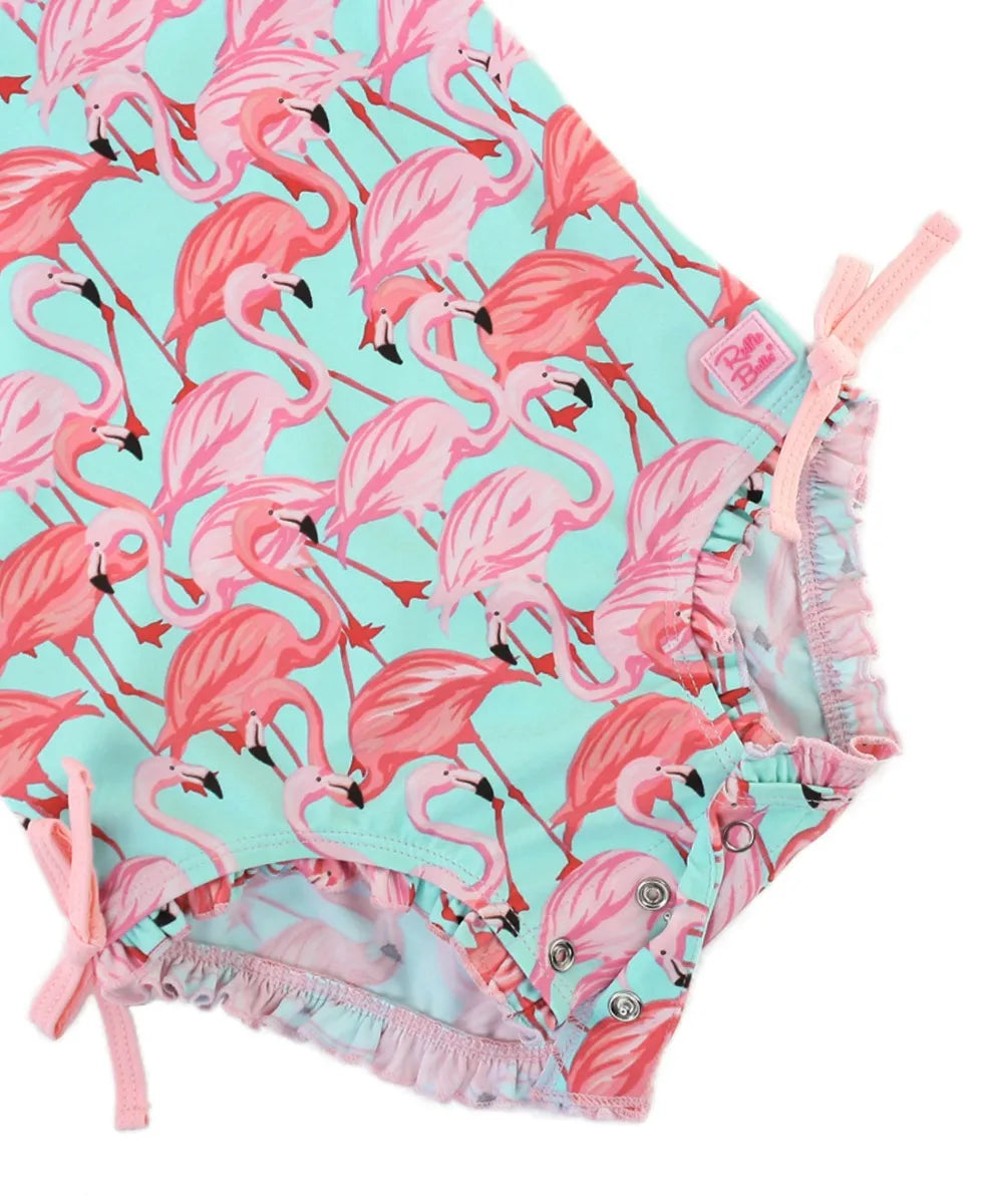 Ruffle Butts Long Sleeve One Piece Rash Guard - Flamingo – Luna Baby ...