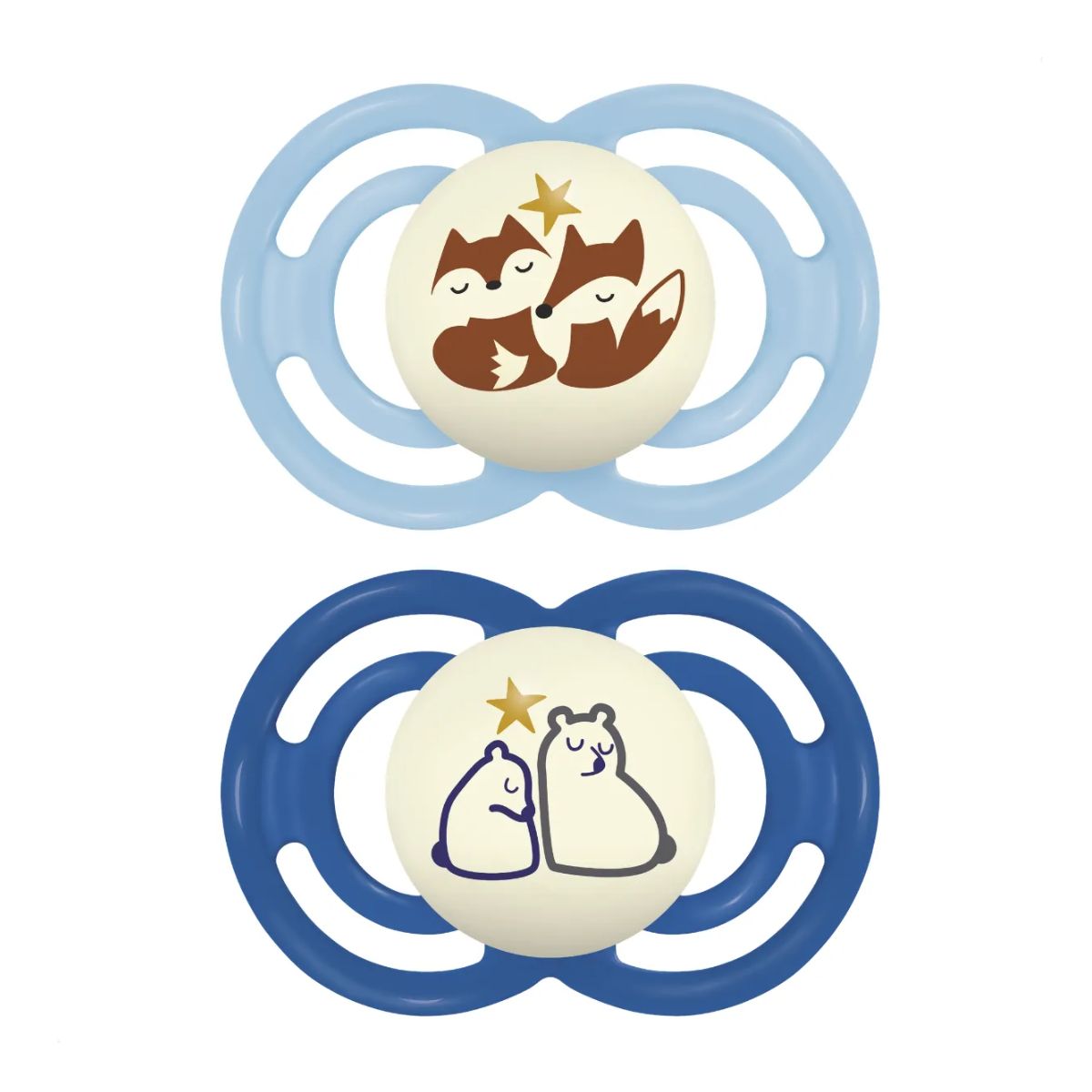 MAM Perfect Night Pacifiers 0–6M 2 pk - Arctic Blue on Luna Baby Store Miami