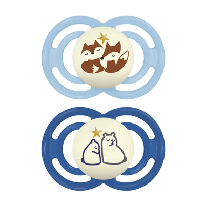 MAM Perfect Night Pacifiers 0–6M 2 pk - Arctic Blue
