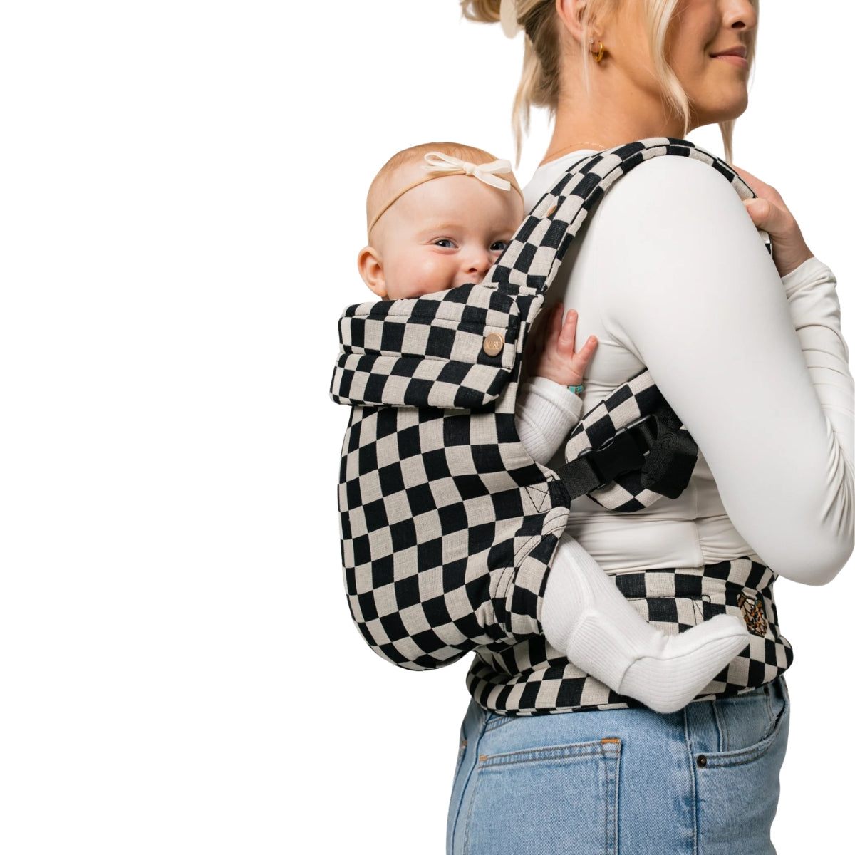 Mabē Monarch Baby Carrier – Ebony Check on Luna Baby Store Miami