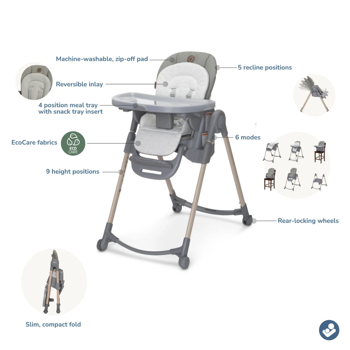 Maxi-Cosi Minla 6-In-1 High Chair - Classic Oat on Luna Baby Store Miami