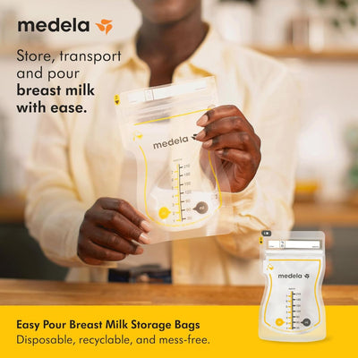 Sacos para armazenamento de leite materno Medela Easy Pour - 100 unidades/7 oz 