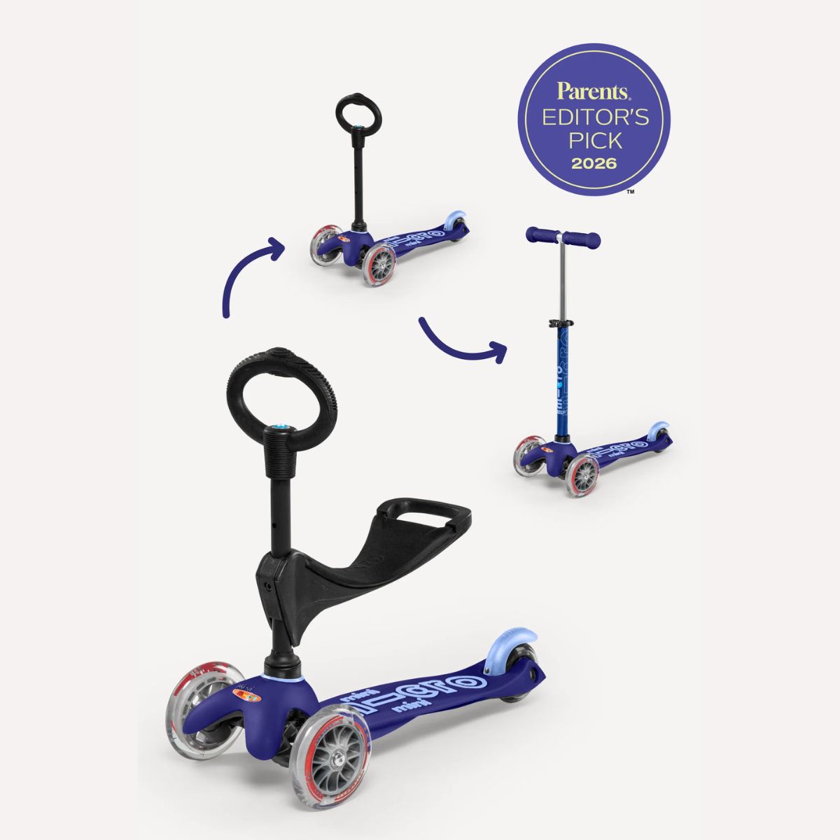 Patinete Infantil Micro Kickboard Mini 3 em 1 Deluxe Blue
