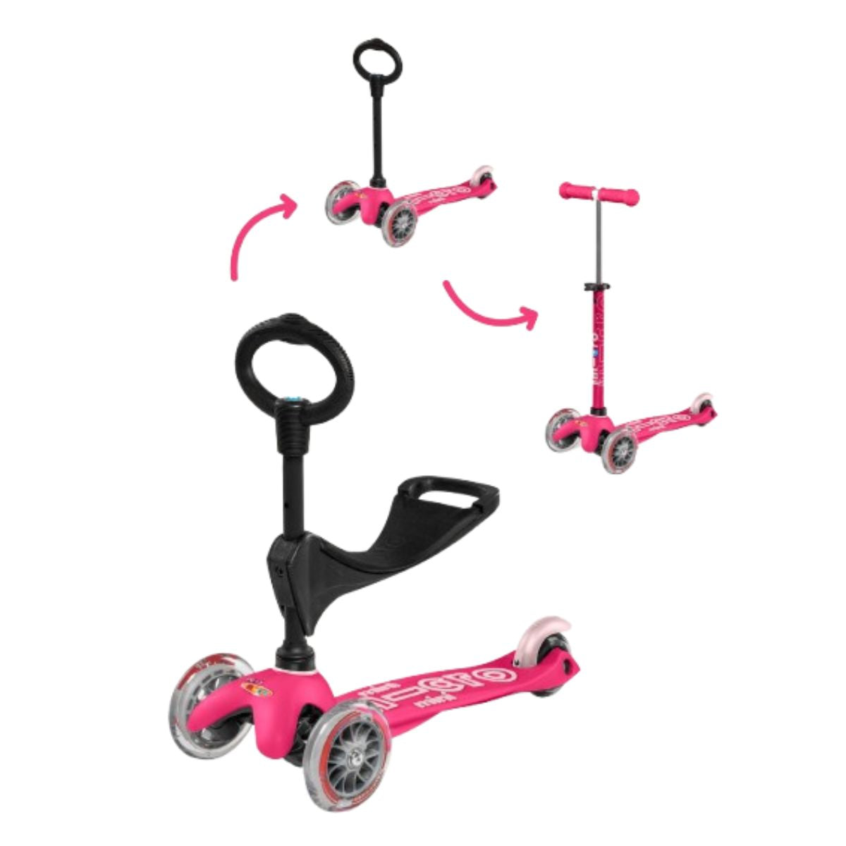 Patinete Infantil Micro Kickboard Mini 3 em 1 Deluxe Pink