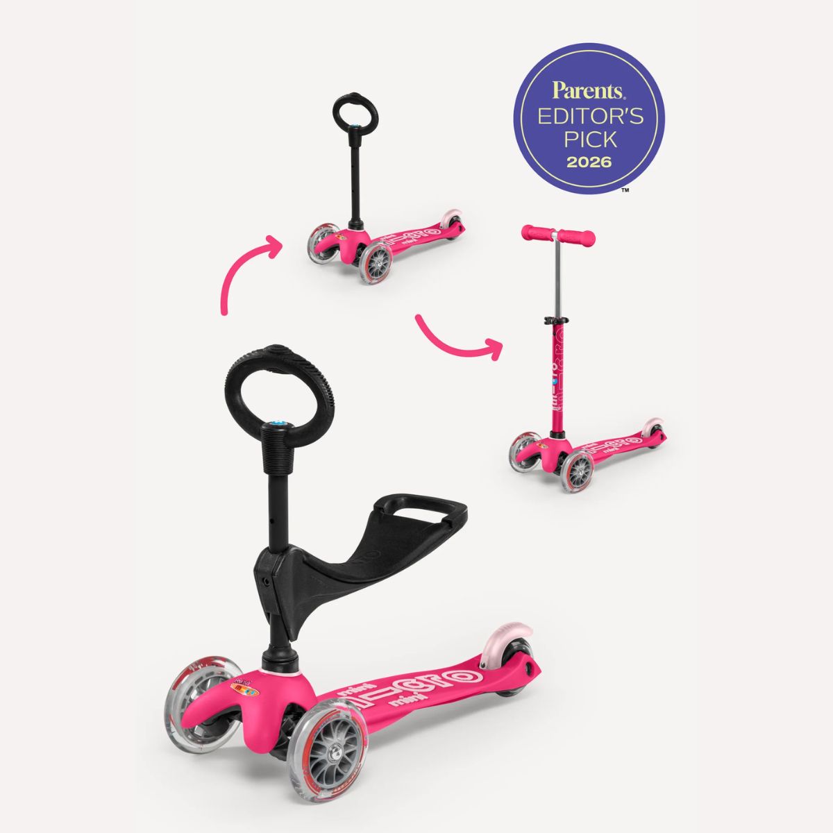 Patinete Infantil Micro Kickboard Mini 3 em 1 Deluxe Pink on Luna Baby Store Miami