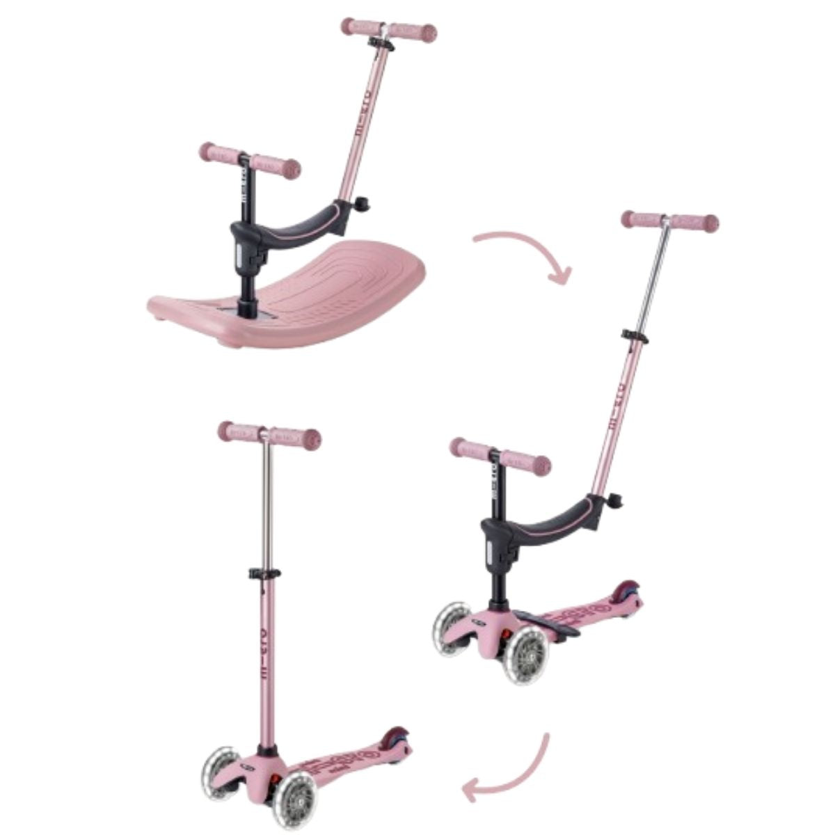 Patinete Infantil Micro Kickboard Mini Rock & Go LED 6 em 1 com Balanço Dusty Rose on Luna Baby Store Miami