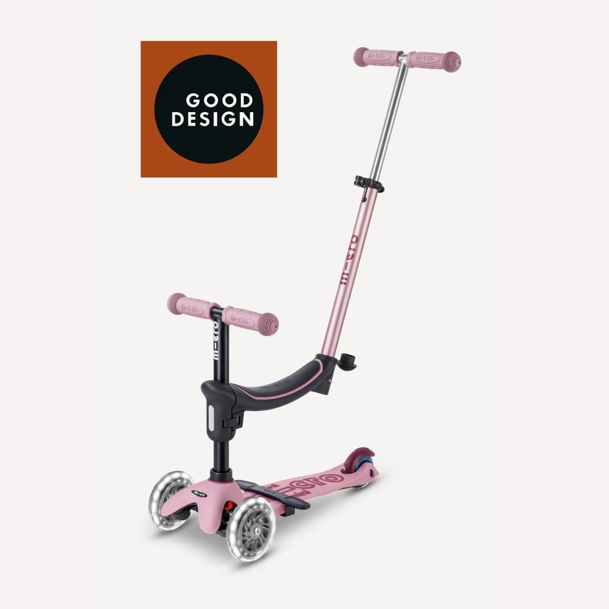 Patinete Infantil Micro Kickboard Mini Rock & Go LED 6 em 1 com Balanço Dusty Rose