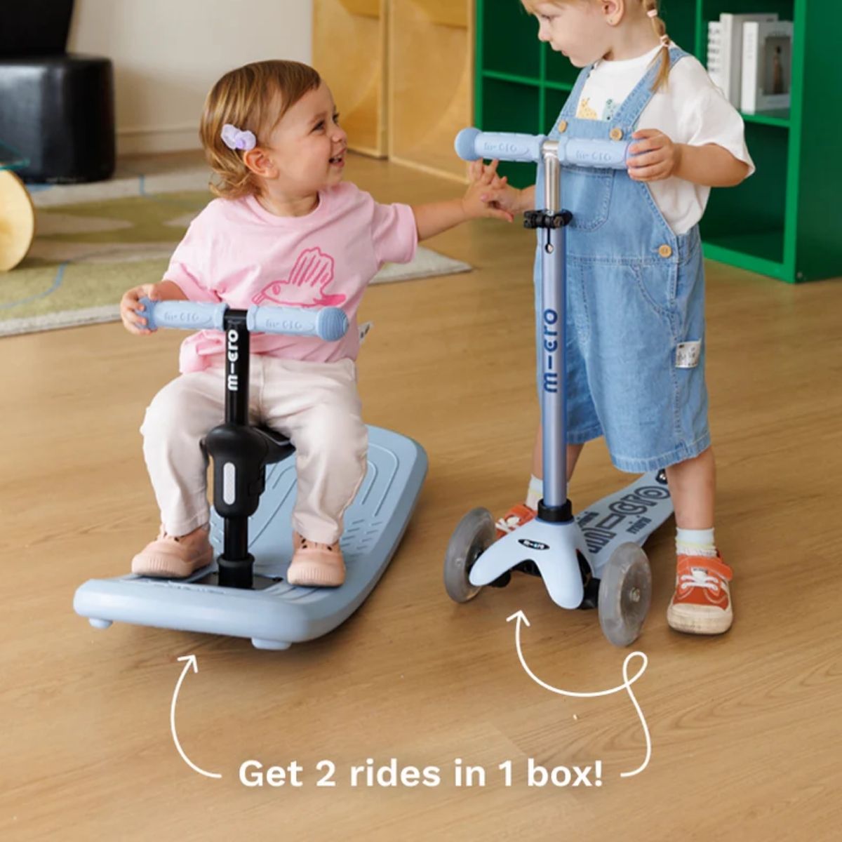 Patinete Infantil Micro Kickboard Mini Rock & Go LED 6 em 1 com Balanço Dusty Rose
