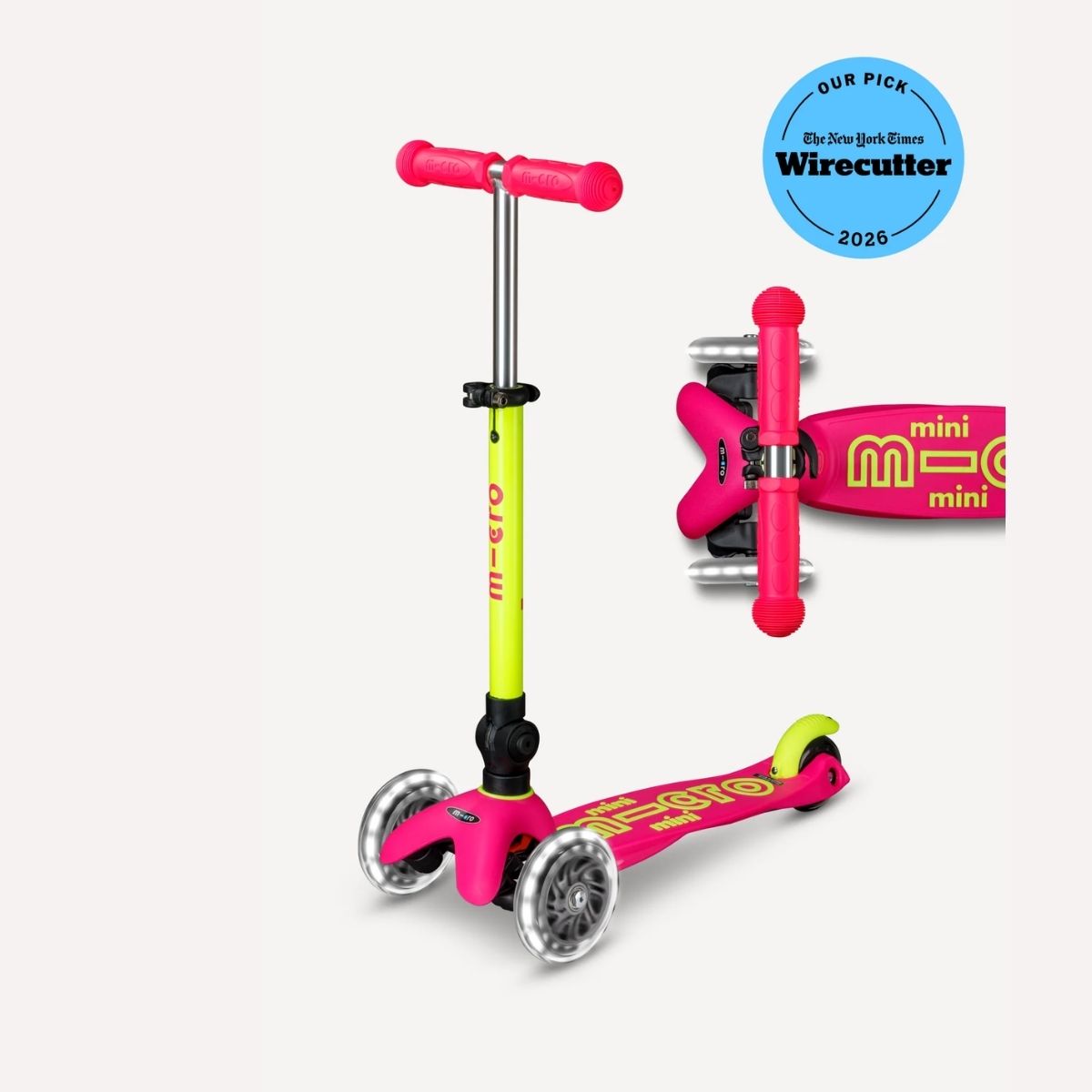 Patinete Infantil Micro Mini Foldable LED Neon Flamingo Pink/Yellow