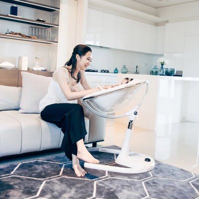 Cadeira De Alimentação Infantil Mima Moon Branca & Caramelo