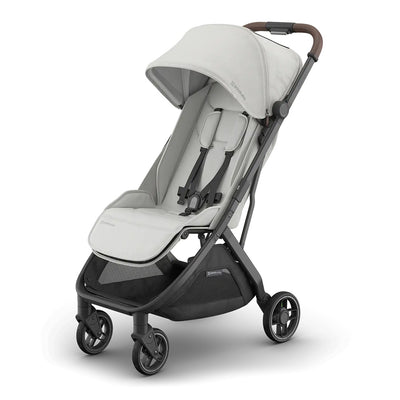 Carrinho Compacto UPPAbaby Minu V3 - Savannah (Cinza Pérola Mesclado / Estrutura de Carbono / Couro Castanho)