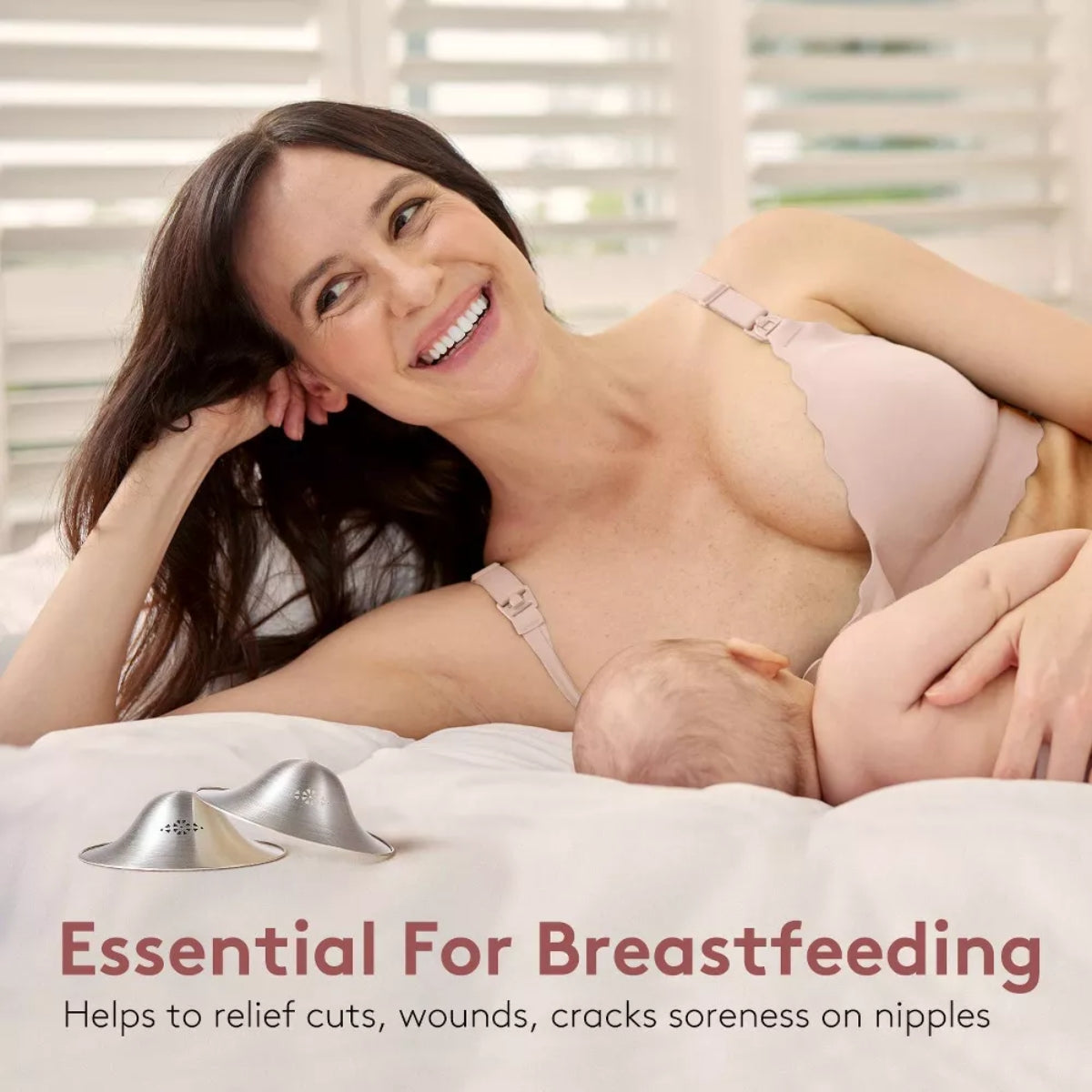 Momcozy 999 Silver Nipple Shields - Regular Nursing Cups on Luna Baby Store Miami