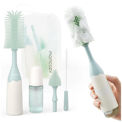 Kit de Escova Para Mamadeira Momcozy Push-Press Design Green