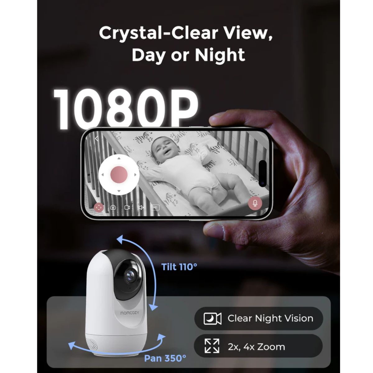 Babá Eletrônica Inteligente Momcozy BM04 Wi-Fi com 1 Câmera
