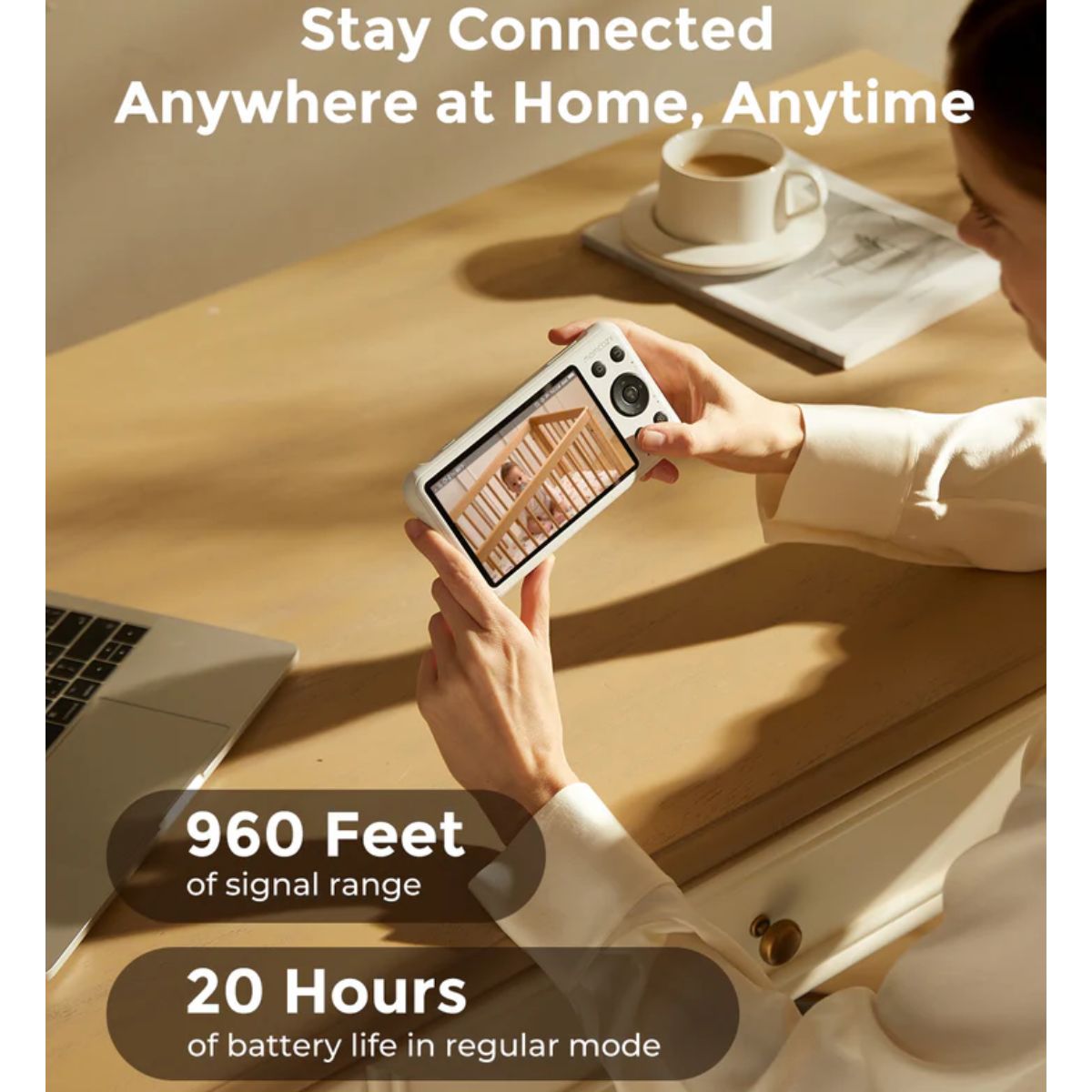 Babá Eletrônica Inteligente Momcozy BM04 Wi-Fi com 1 Câmera