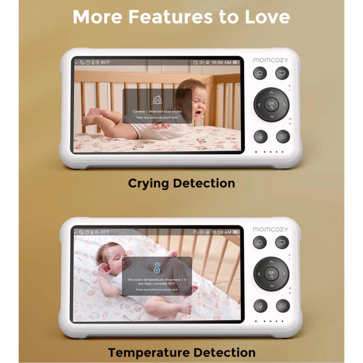 Babá Eletrônica Inteligente Momcozy BM04 Wi-Fi com 1 Câmera
