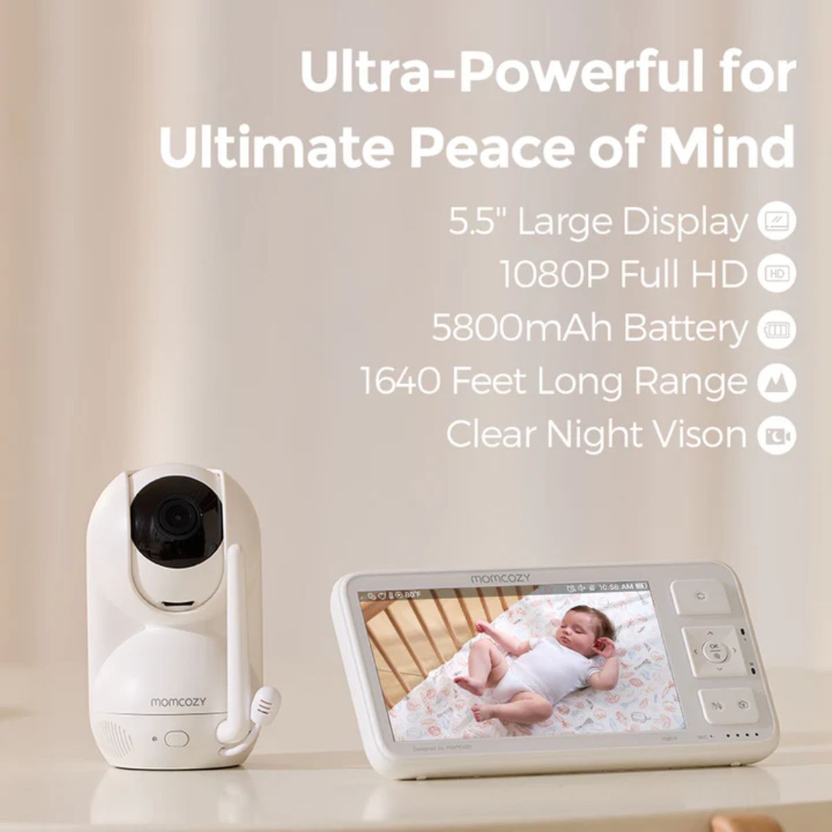 Momcozy 5.5-inch Full HD Video Baby Monitor With 1 Camera - BM03 on Luna Baby Store Miami