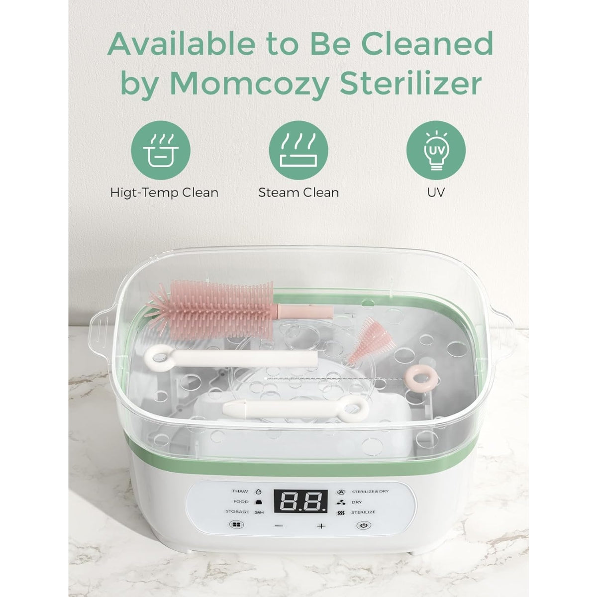 Kit de Higiene Para Mamadeira Momcozy Clássico 7 em 1 Pink