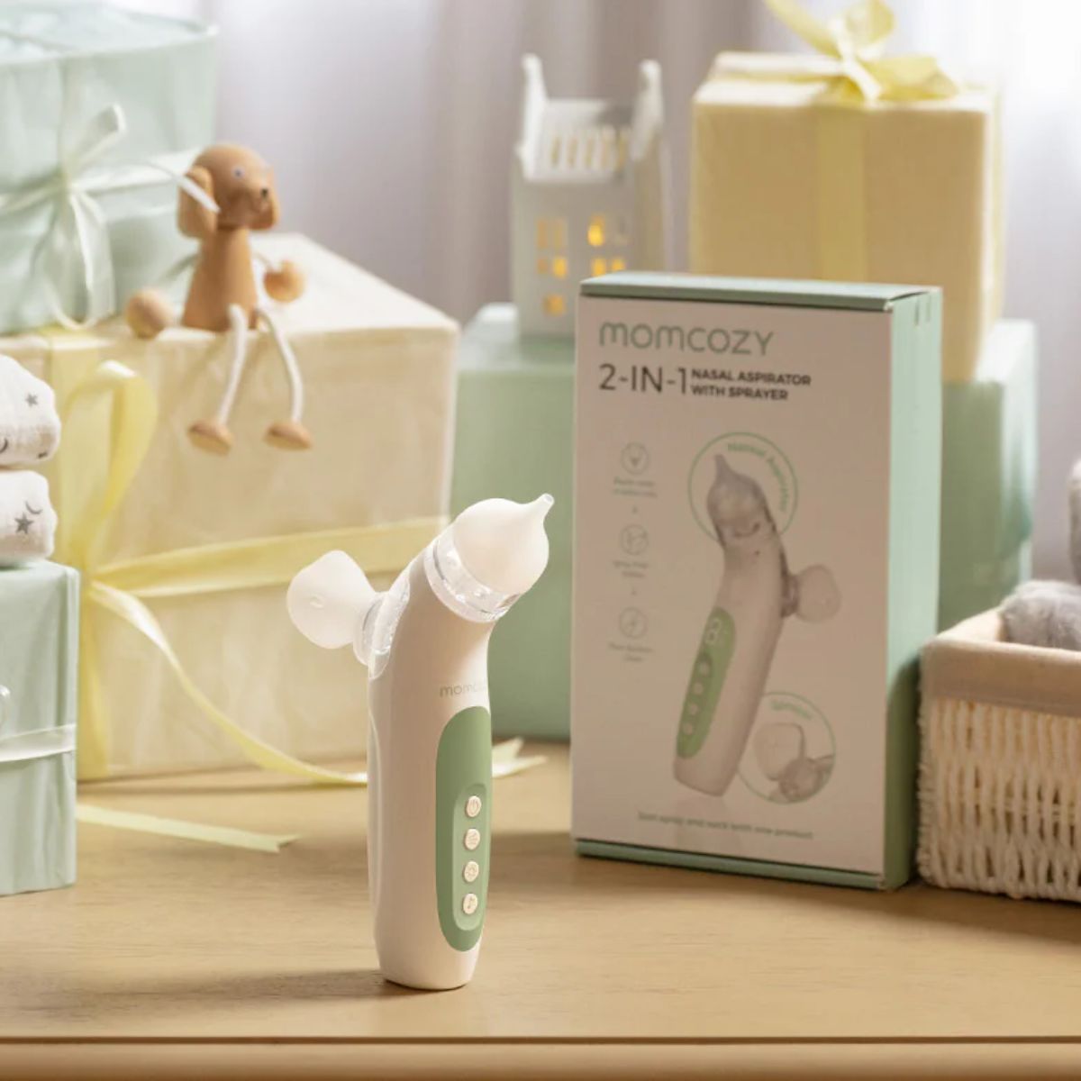 Aspirador Nasal Elétrico Momcozy BreezyClear 2 em 1 on Luna Baby Store Miami