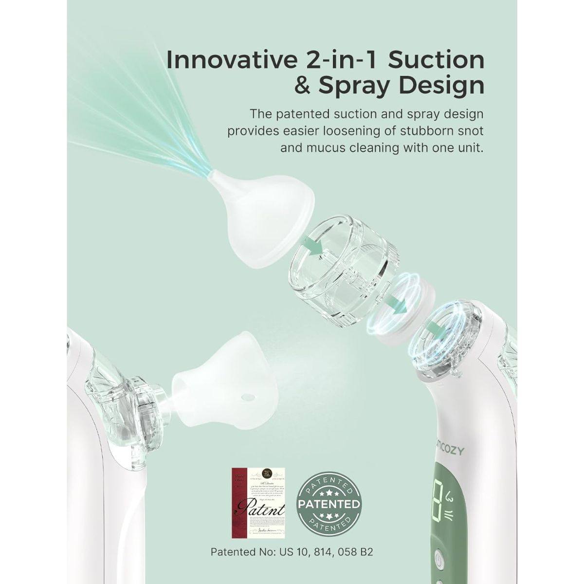 Aspirador Nasal Elétrico Momcozy BreezyClear 2 em 1 on Luna Baby Store Miami