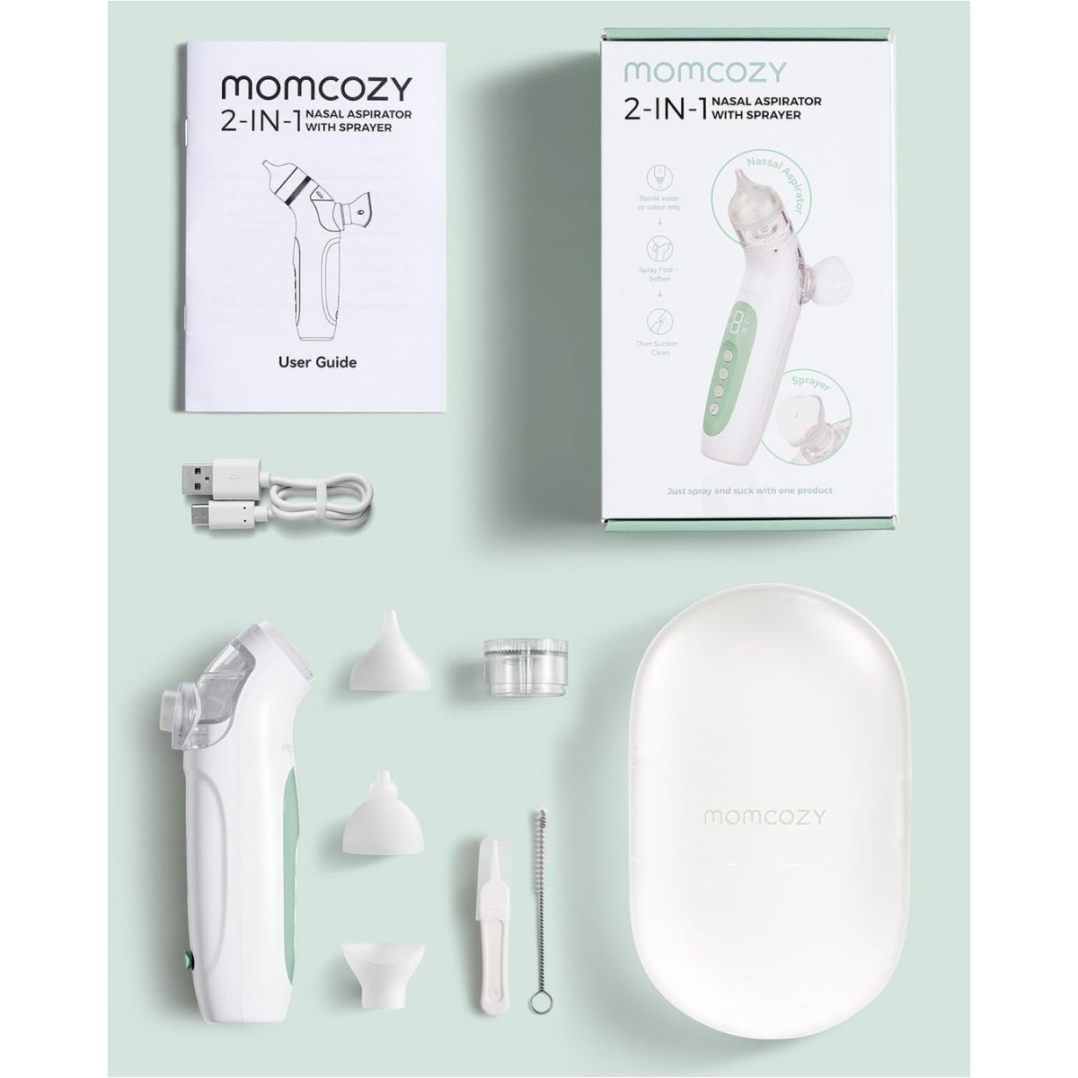 Aspirador Nasal Elétrico Momcozy BreezyClear 2 em 1 on Luna Baby Store Miami