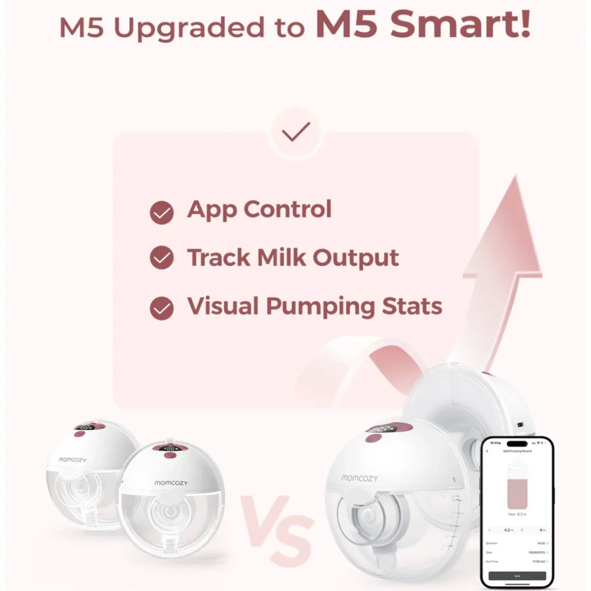 Bomba Extratora de Leite Elétrica Momcozy M5 Smart Cozy Red

