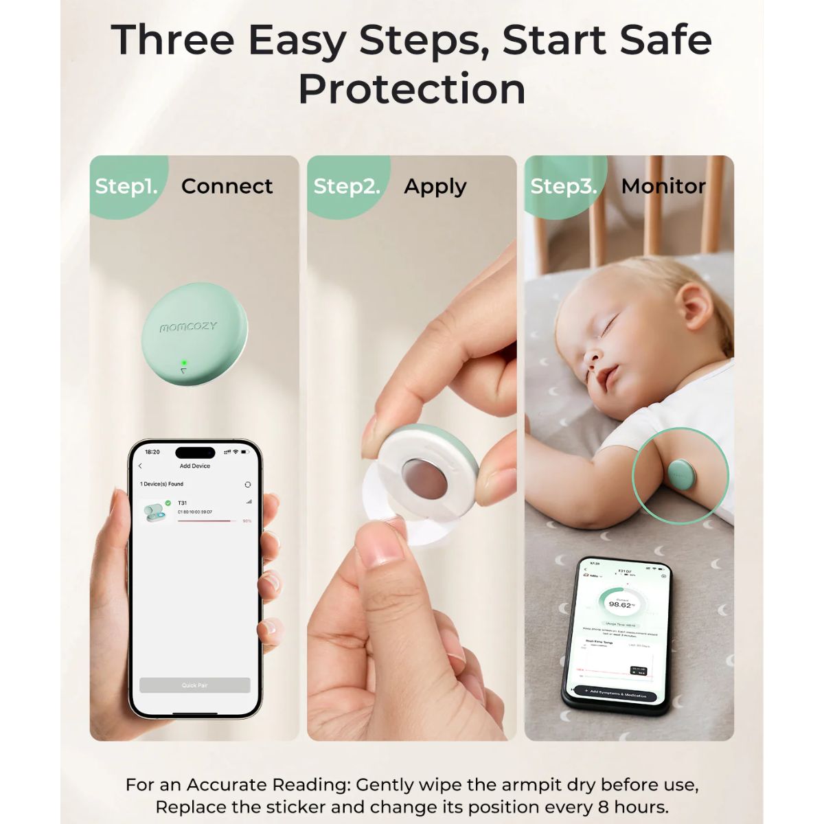 Termômetro Infantil Digital Momcozy Smart com App