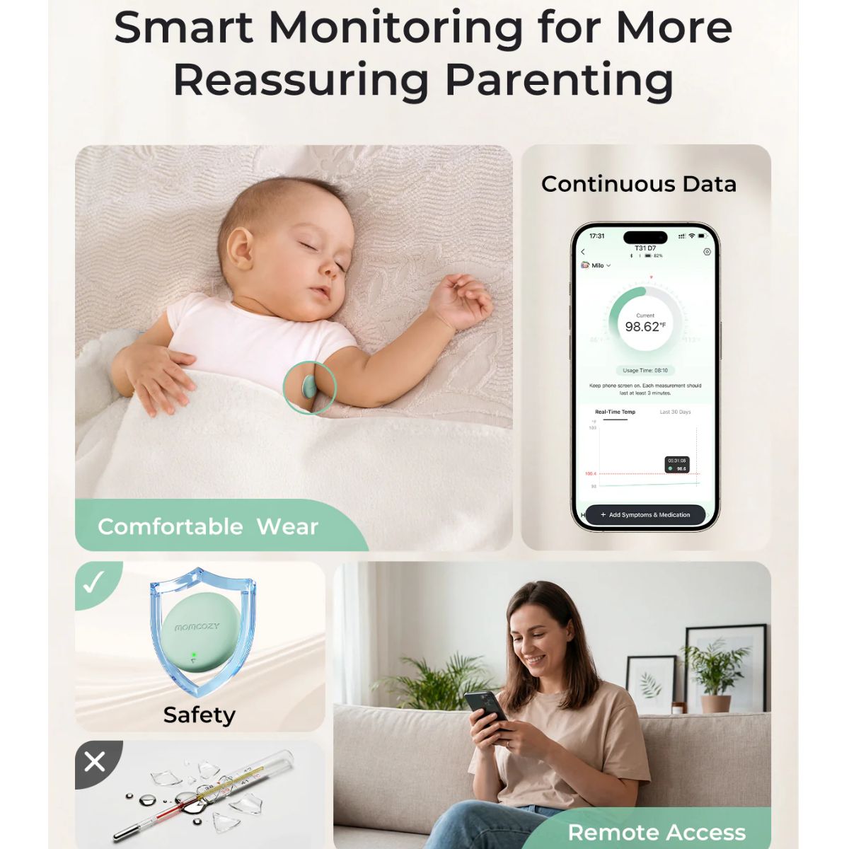 Termômetro Infantil Digital Momcozy Smart com App