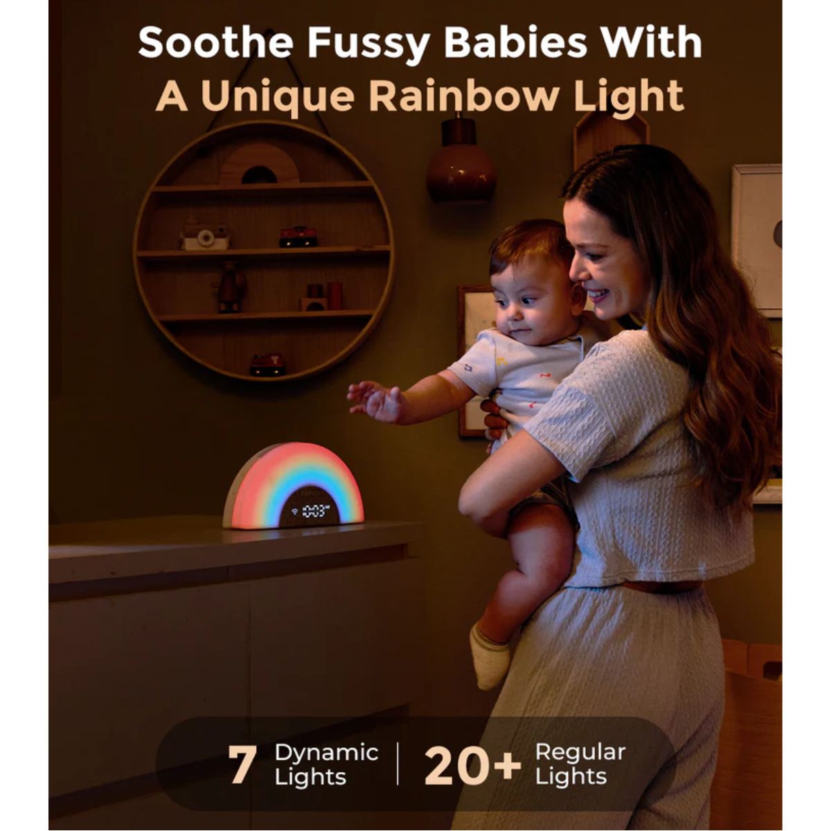 Ruído Branco Infantil Momcozy DreamSync Tech Rainbow