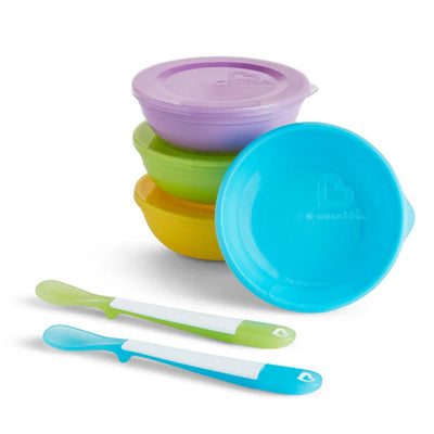 Conjunto de Tigelas e Colheres Infantis Munchkin Coloridas