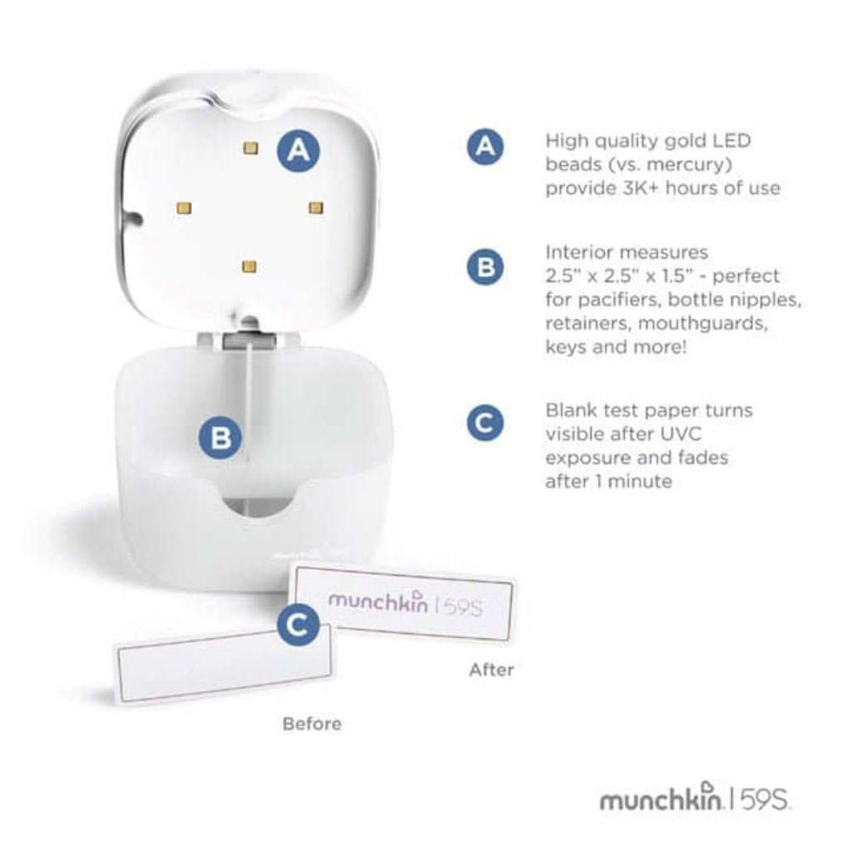 Munchkin Mini Sterilizer Plus Rechargeable Battery Portable UV on Luna Baby Store Miami