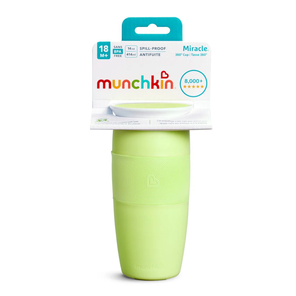 Copo De Treinamento Munchkin Miracle 360° Verde 18M+ 414ML on Luna Baby Store Miami