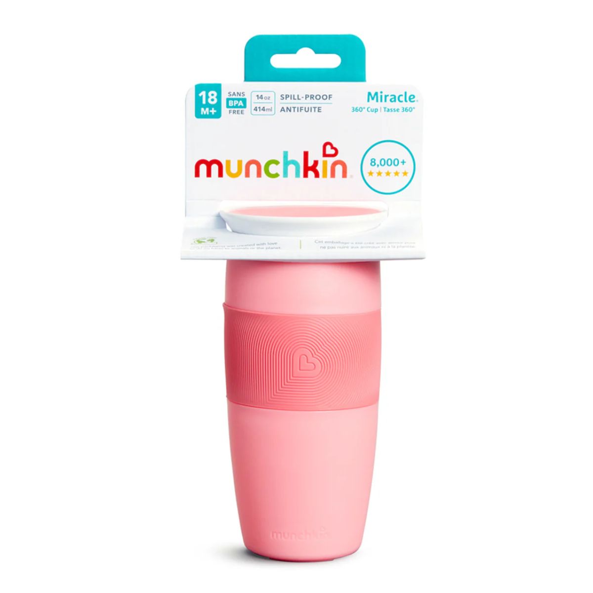 Copo De Treinamento Munchkin Miracle 360° Rosa 18M+ 414ML on Luna Baby Store Miami
