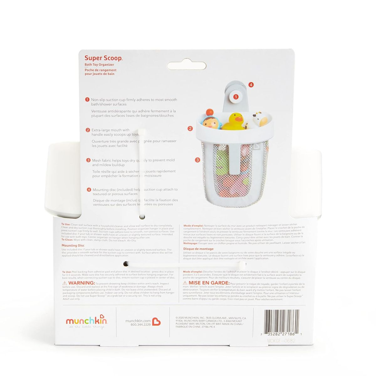 Organizador Infantil De Brinquedos De Banho Munchkin Scoop Cinza on Luna Baby Store Miami