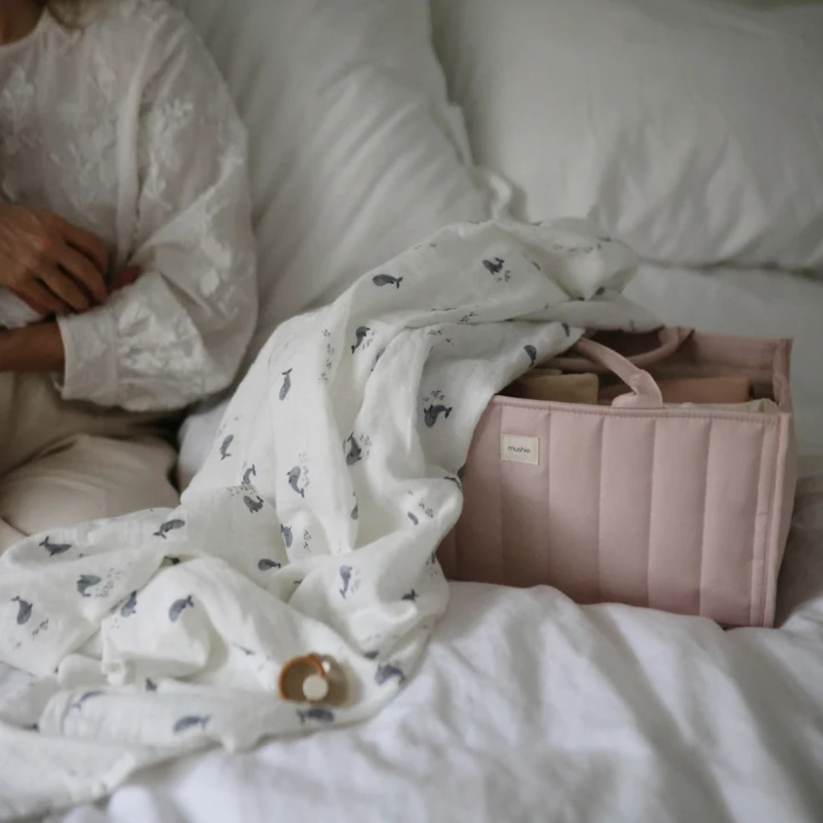 Mushie Diaper Caddy - Blush on Luna Baby Store Miami