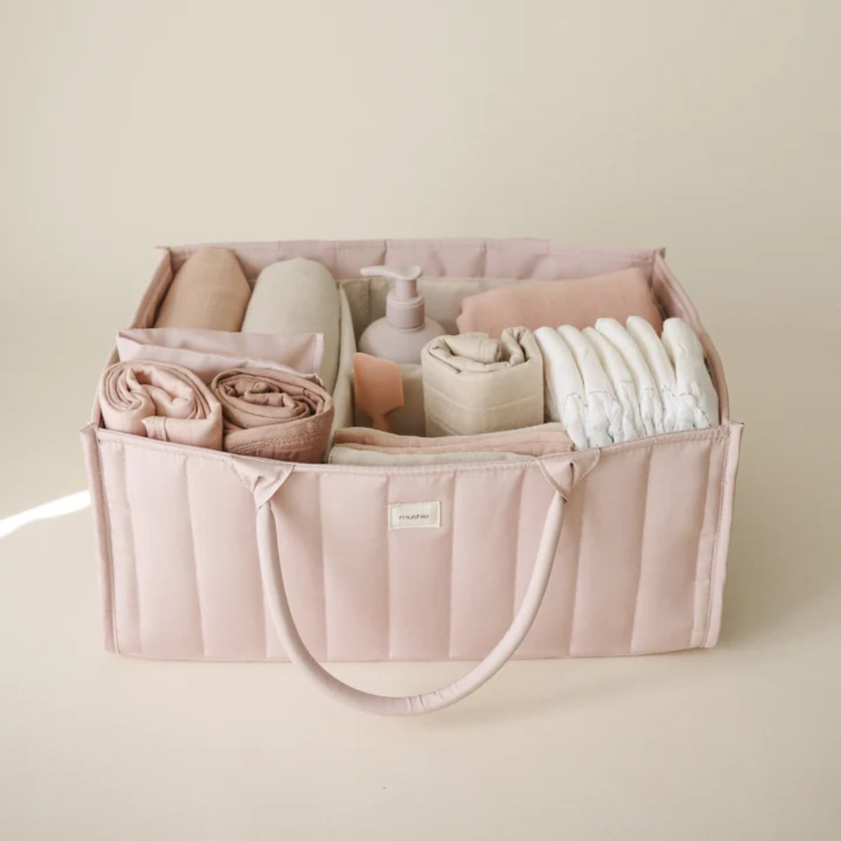 Mushie Diaper Caddy - Blush on Luna Baby Store Miami