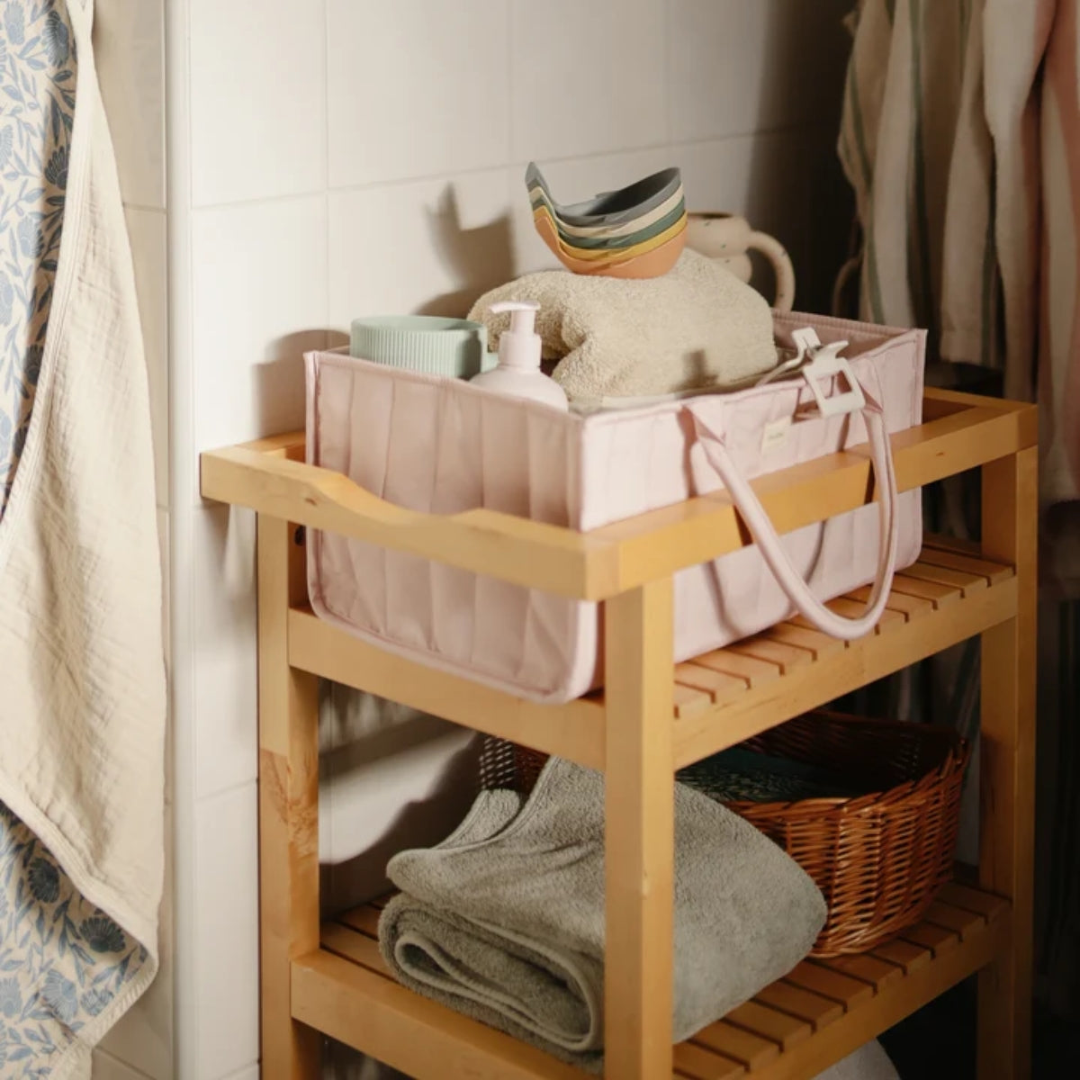 Mushie Diaper Caddy - Ivory on Luna Baby Store Miami