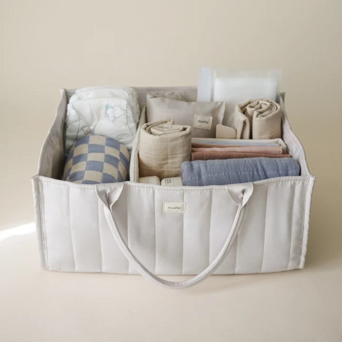 Mushie Diaper Caddy - Ivory on Luna Baby Store Miami