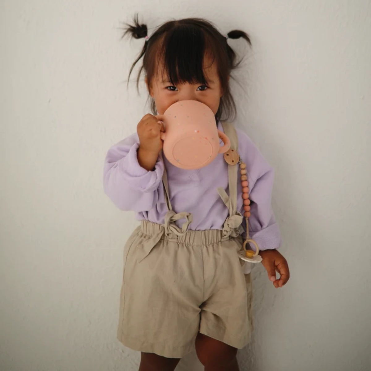 Mushie Silicone Pacifier Clip | Eva Powder