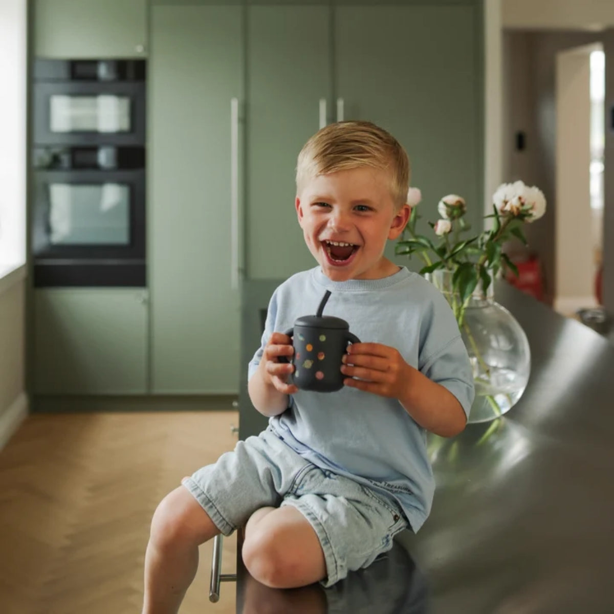 Mushie Silicone Training Cup + Straw - Planets