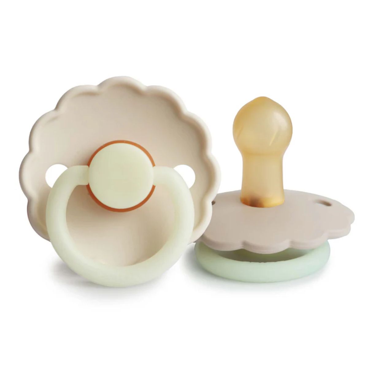 Kit de Chupetas Mushie Frigg Daisy Night Natural Croissant e Cream on Luna Baby Store Miami