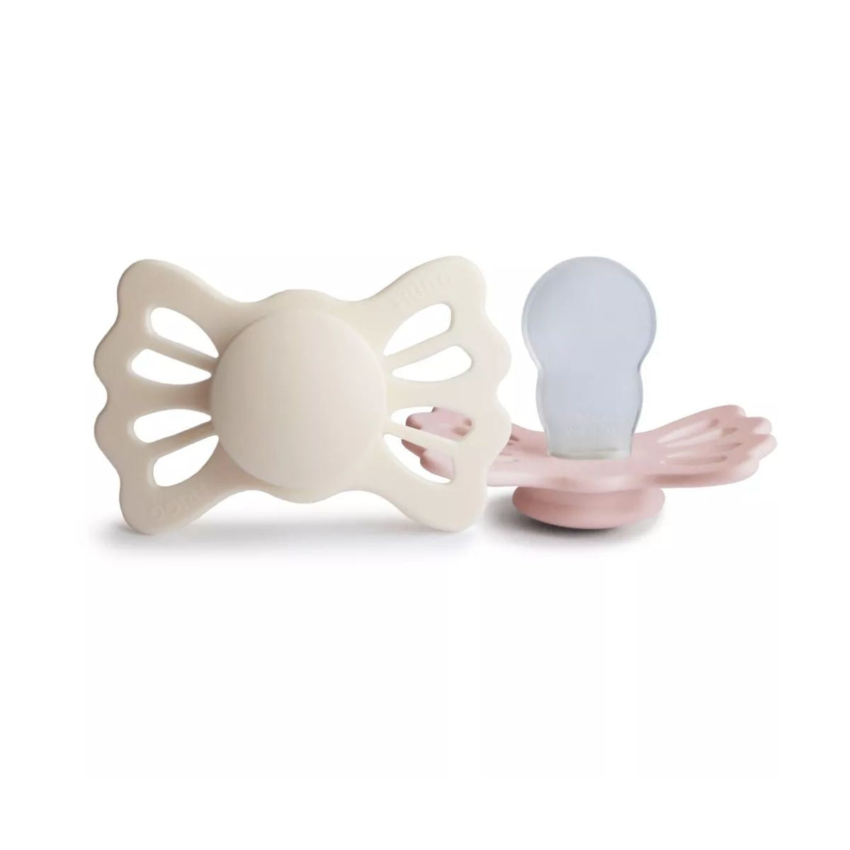 Kit De Chupetas Simétricas Lucky Mushie 6-18M Cream e Blush on Luna Baby Store Miami