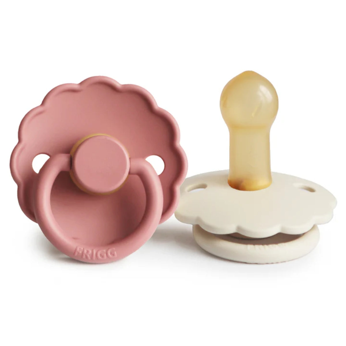 Mushie Frigg Daisy Natural Rubber Pacifier 2 pack - Powder Blush/Cream - 0-6M on Luna Baby Store Miami