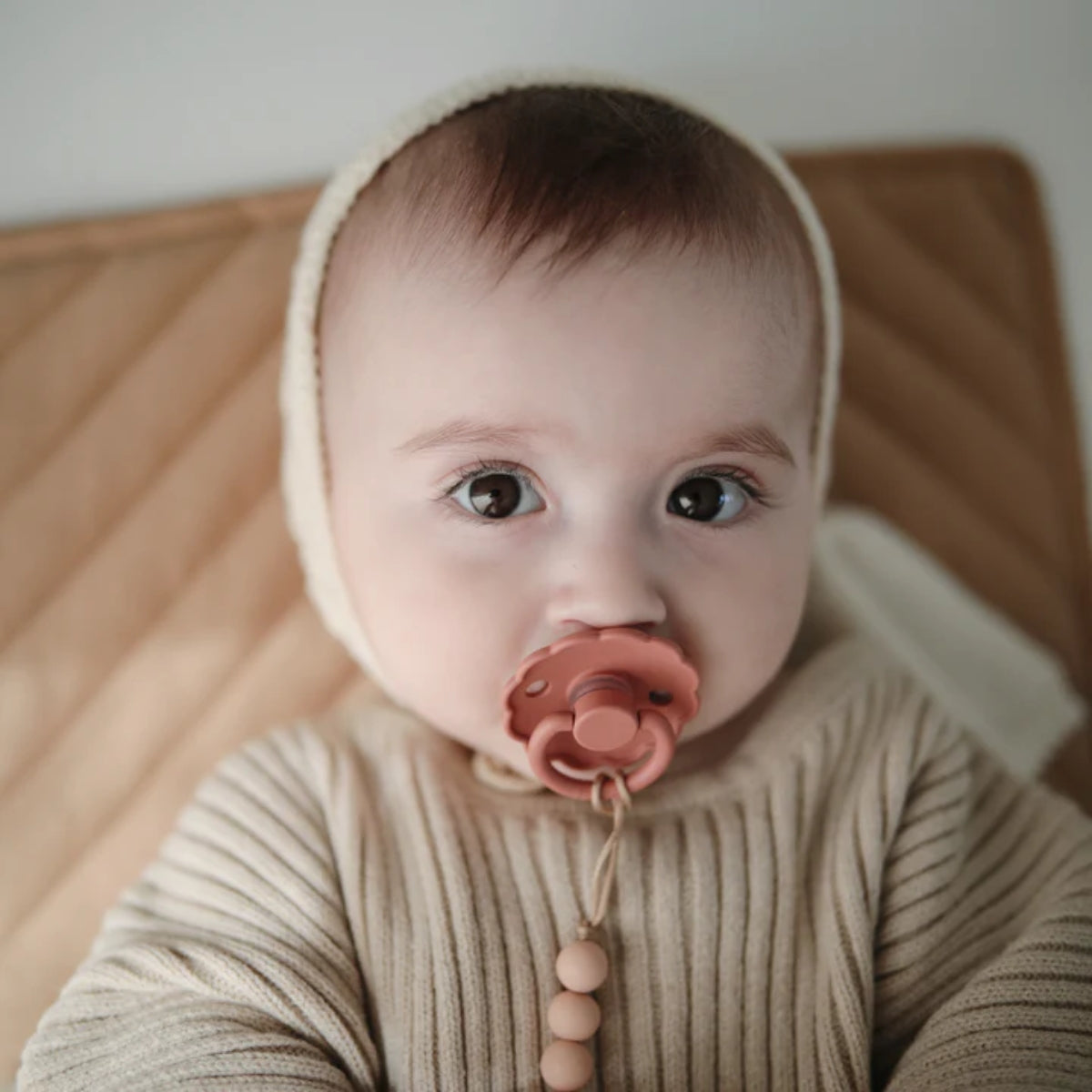 Mushie Frigg Daisy Natural Rubber Pacifier 2 pack - Powder Blush/Cream - 0-6M