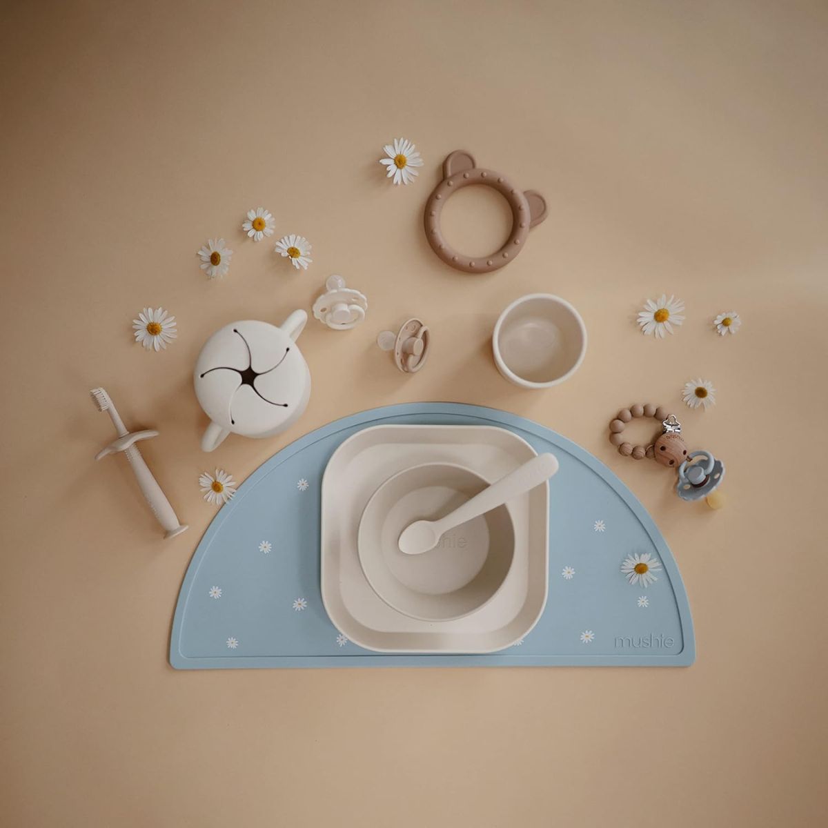 Mushie Round Dinnerware Bowl Set of 2 - Vanilla