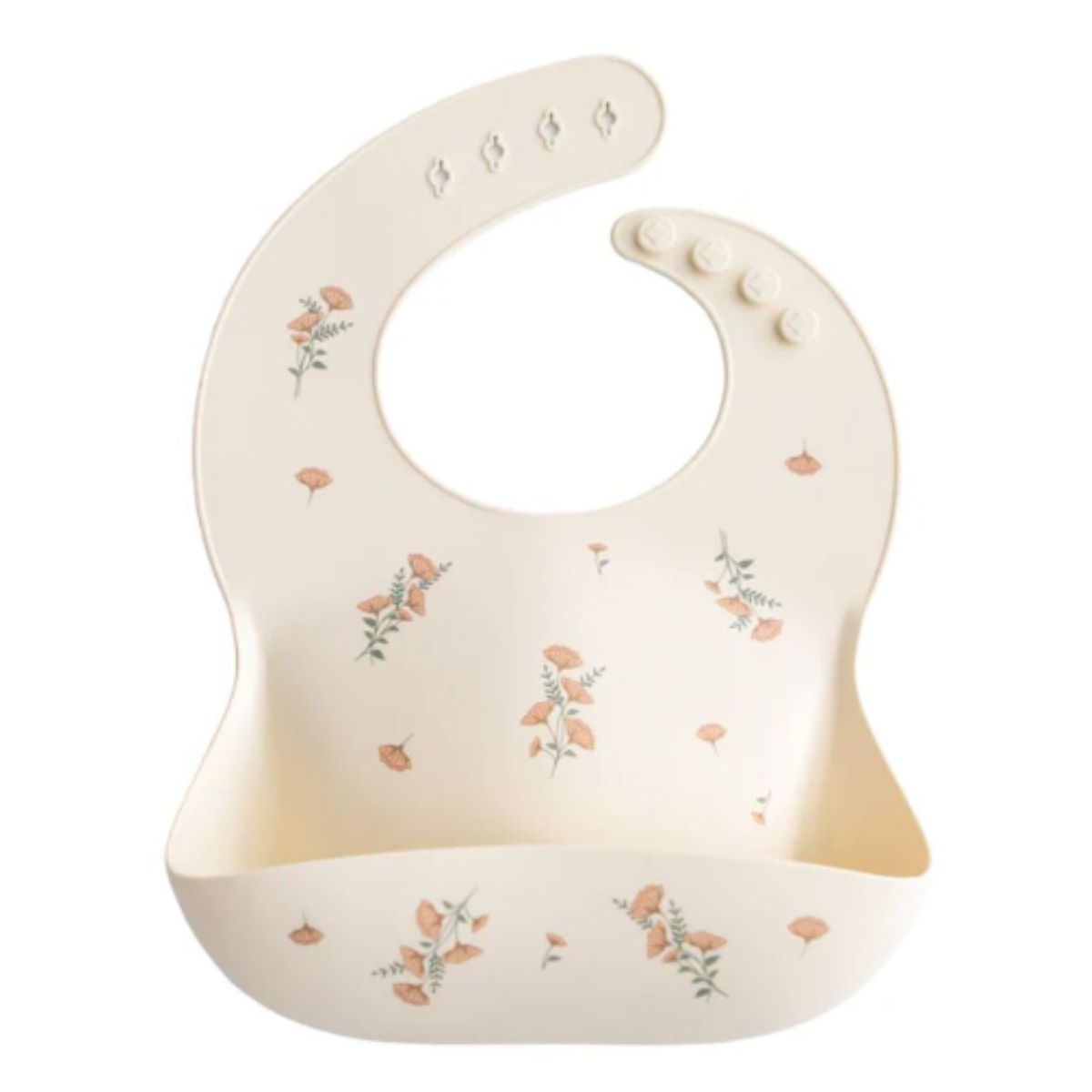 Babador De Silicone Infantil Mushie Pink Flowers