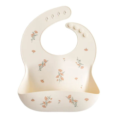 Babador De Silicone Infantil Mushie Pink Flowers