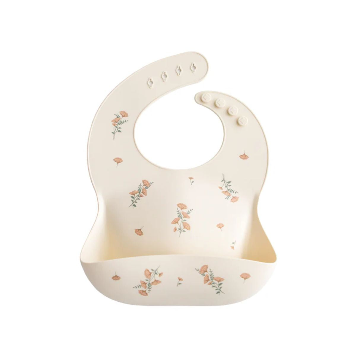 Babador De Silicone Infantil Mushie Pink Flowers