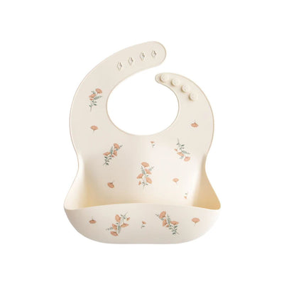 Babador De Silicone Infantil Mushie Pink Flowers