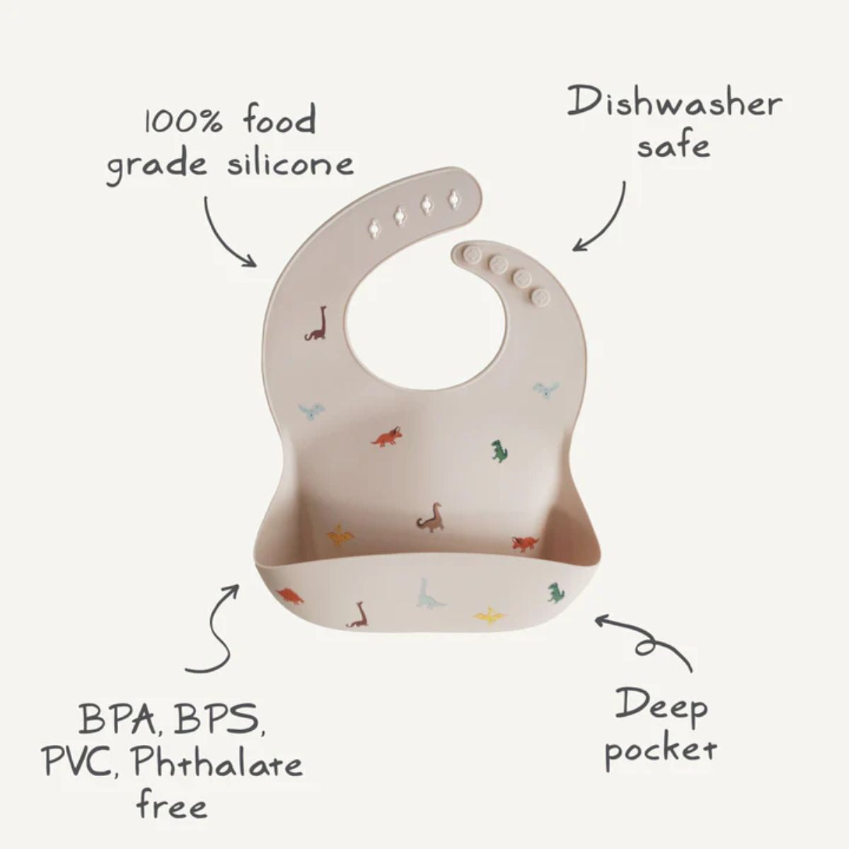 Babador De Silicone Infantil Mushie Warm Taupe